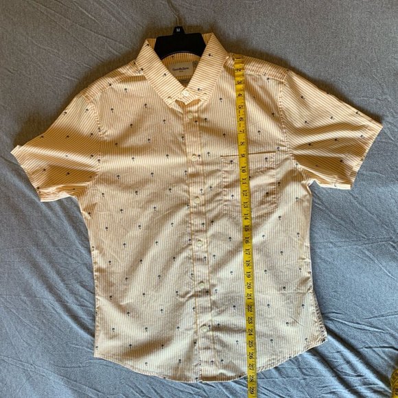 Men’s Good fellow Northrop Button Down Palm Tree Prints M Yellow White - Picture 2 of 9
